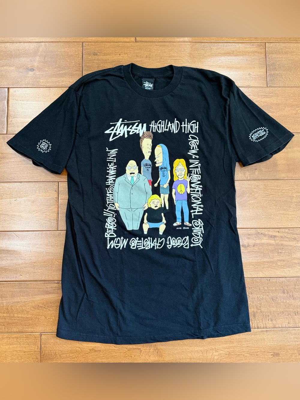 Stussy x Beavis and Butt-Head 2011 Collab Highland High Black Tshirt - M